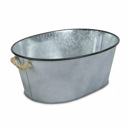 PALACEDESIGNS 9.5 x 24 x 17.5 in. Farmhouse Silver Metal Bucket with Rope Handle, Gray PA2476093